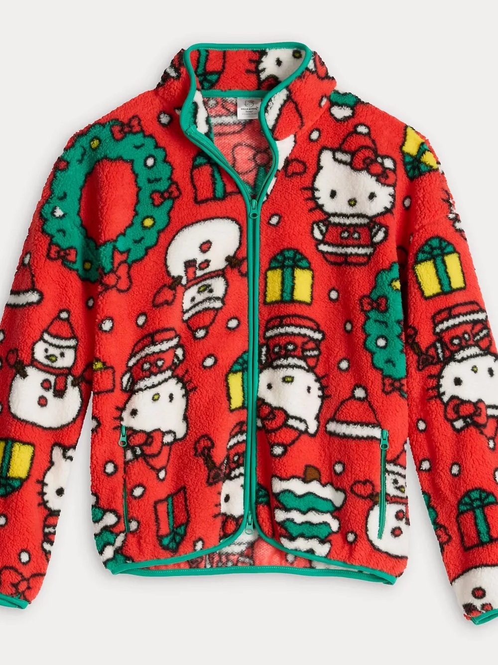 Hello Kitty' Red Holiday Fleece Zip Jacket, XS, NWT